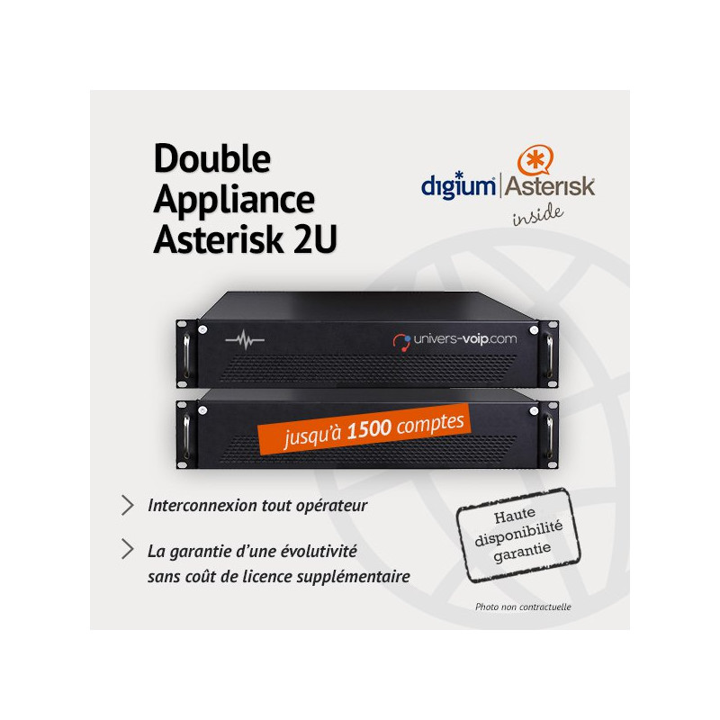 Double Appliance Asterisk 2 X 2U 1500 comptes - Haute disponibilité